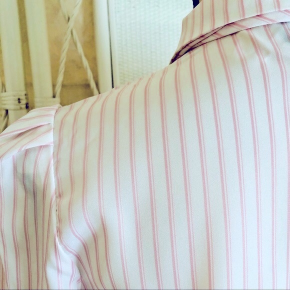 VINTAGE 70s Dress White Pink Stripes Bow Tie Belted size 10 - Picture 12 of 16